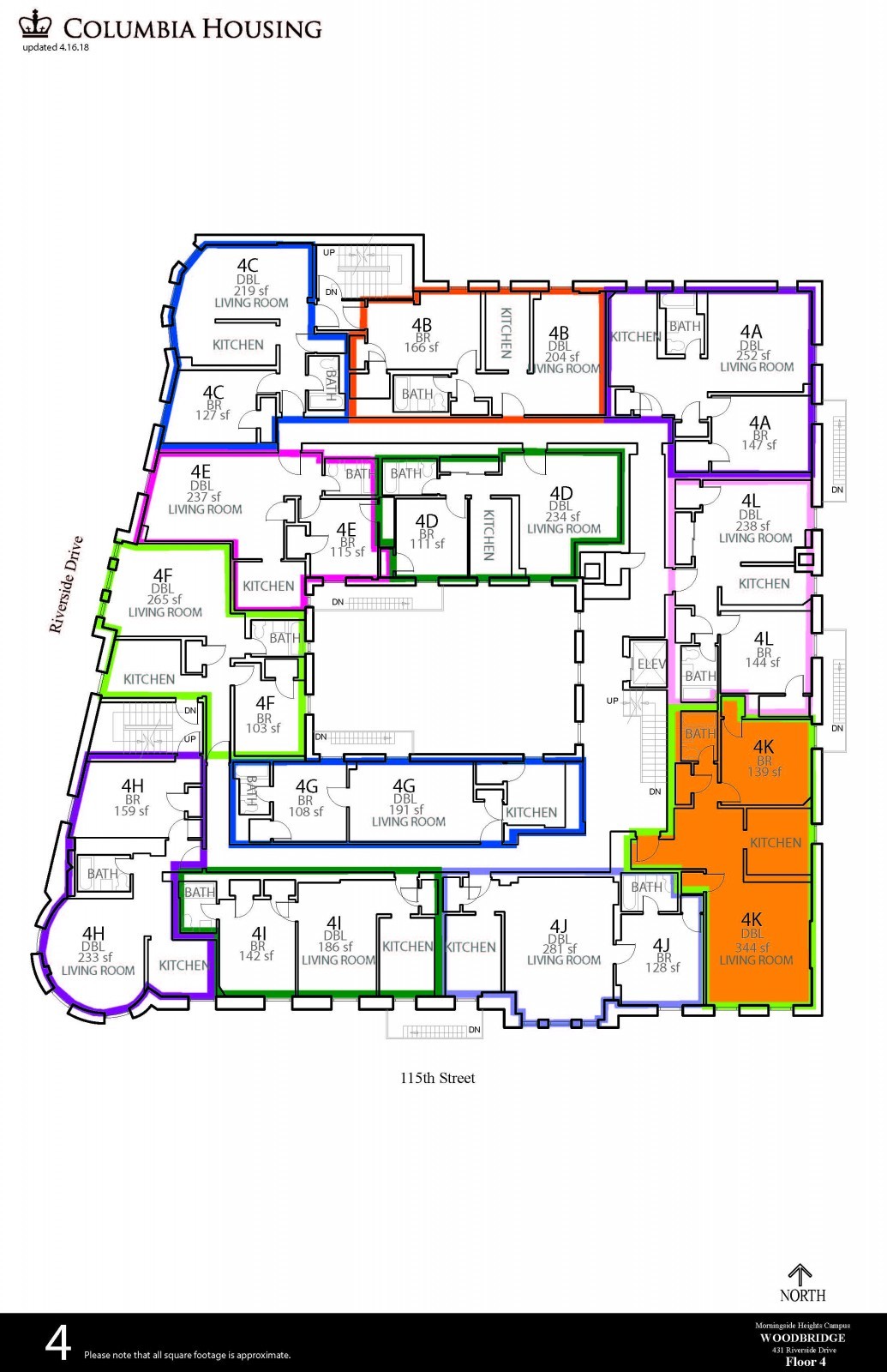Floor Plan - Woodbridge Hall Fourth Floor