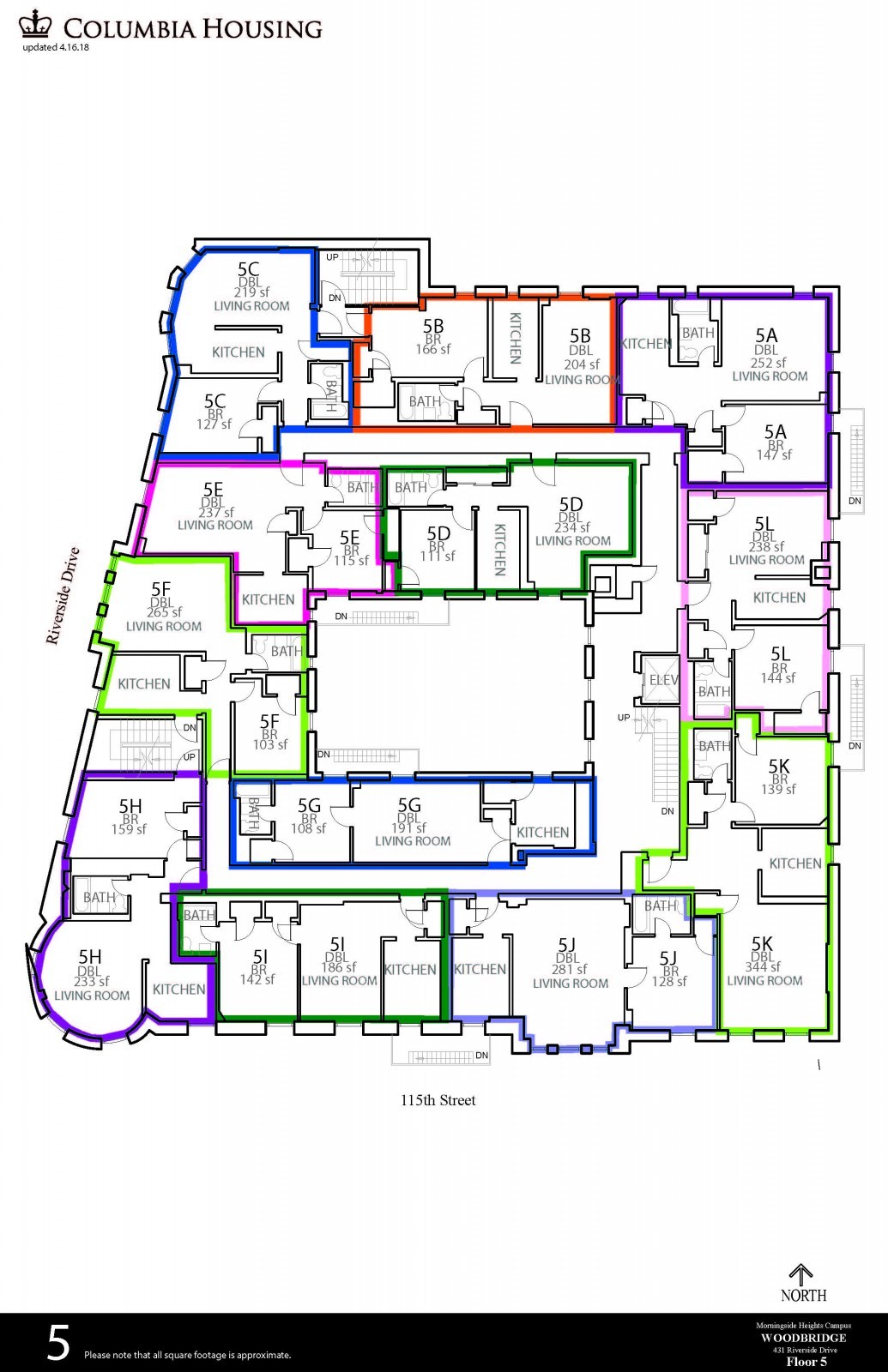 Floor Plan - Woodbridge Hall Fifth Floor