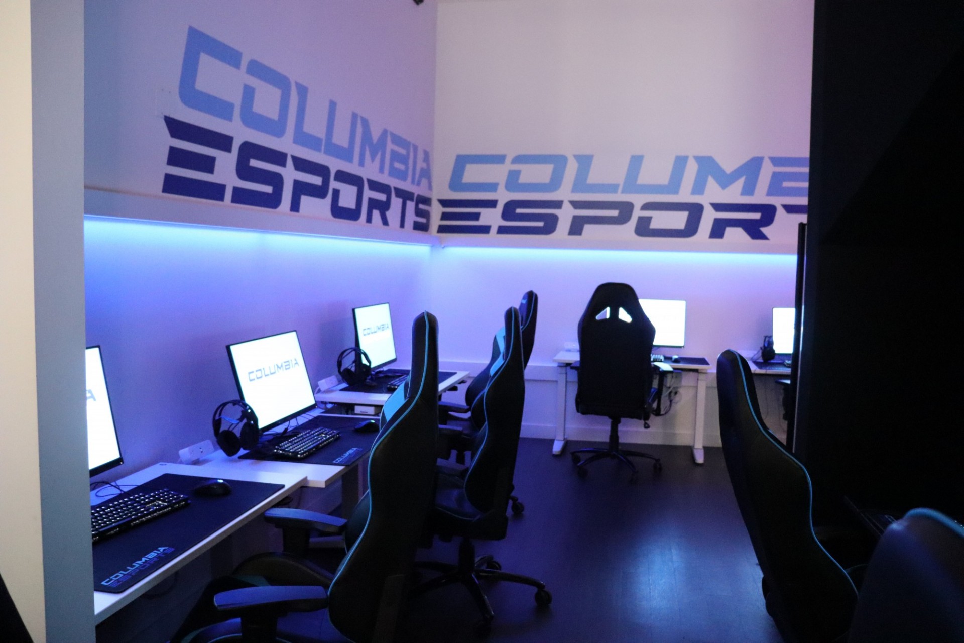 Gaming computers in the Walter and Shirley Wang ESPORTS Room