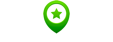 Map marker with a green star in the center.