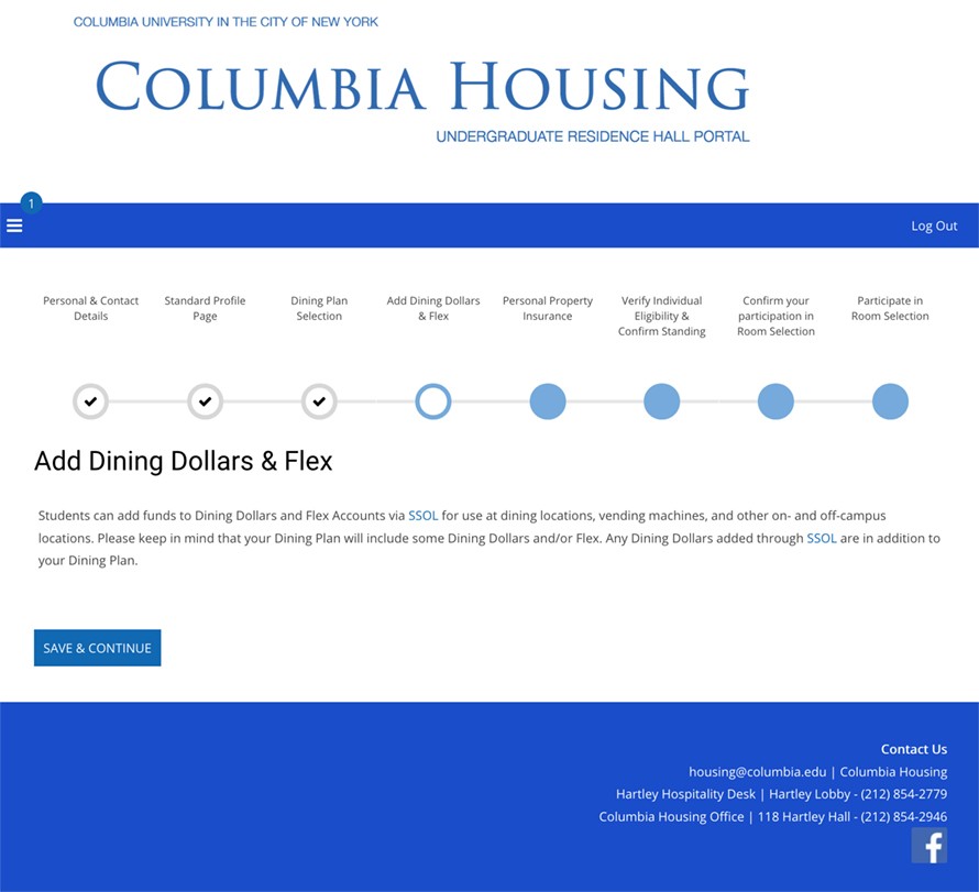 Step 7: Information about adding Dining Dollars and Flex